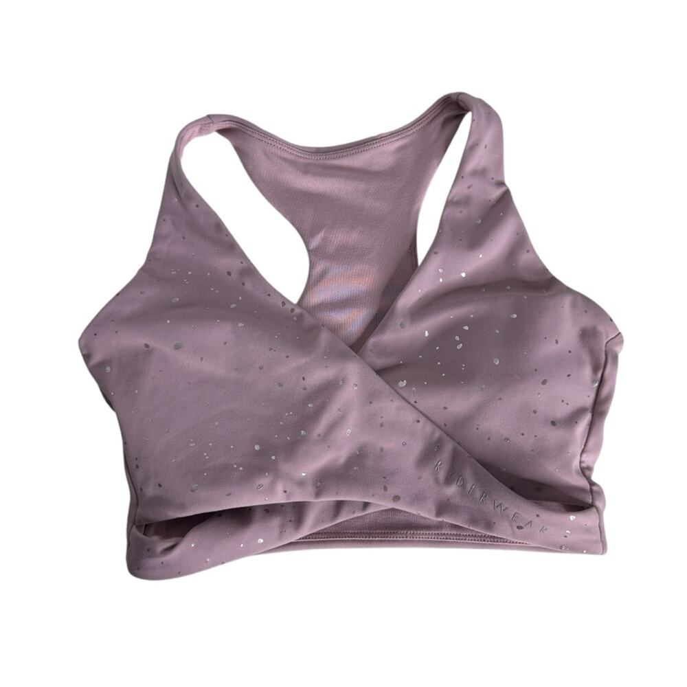 Ryderwear Cross Front Silver Speckled Sports Bra with Pads Women's Size Small